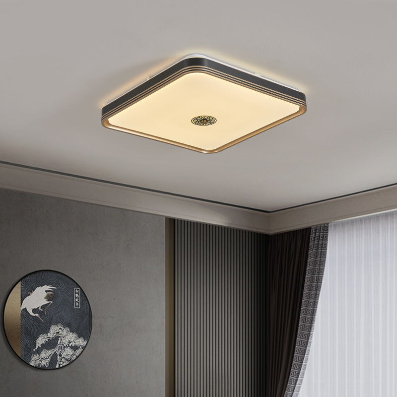 Luz de techo LED de montaje empotrado geométrica cuadrada de acrílico chino tradicional para sala de estar 