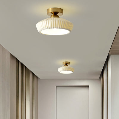 Modern Light Luxury Ceramic Disc 1-Light Semi-Flush Mount Lighting