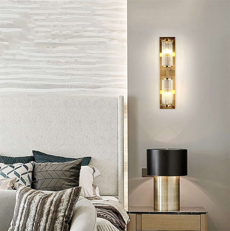 Modern Creative Light Luxury Crystal Strip Square 2-Light Wall Sconce Lamp