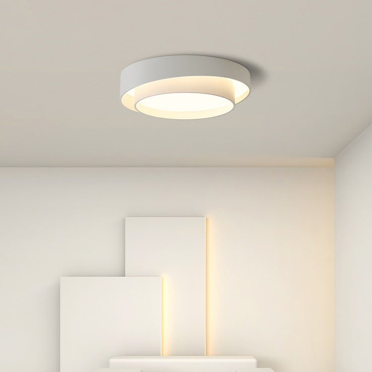 Simplicité Contemporaine Plafonnier LED en Fer à Deux Couches avec Abat-jour Rond pour Salon 