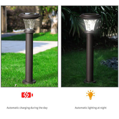 Modern Cylindrical Stainless Steel Glass Solar Outdoor LED Lawn Insert Landscape Light