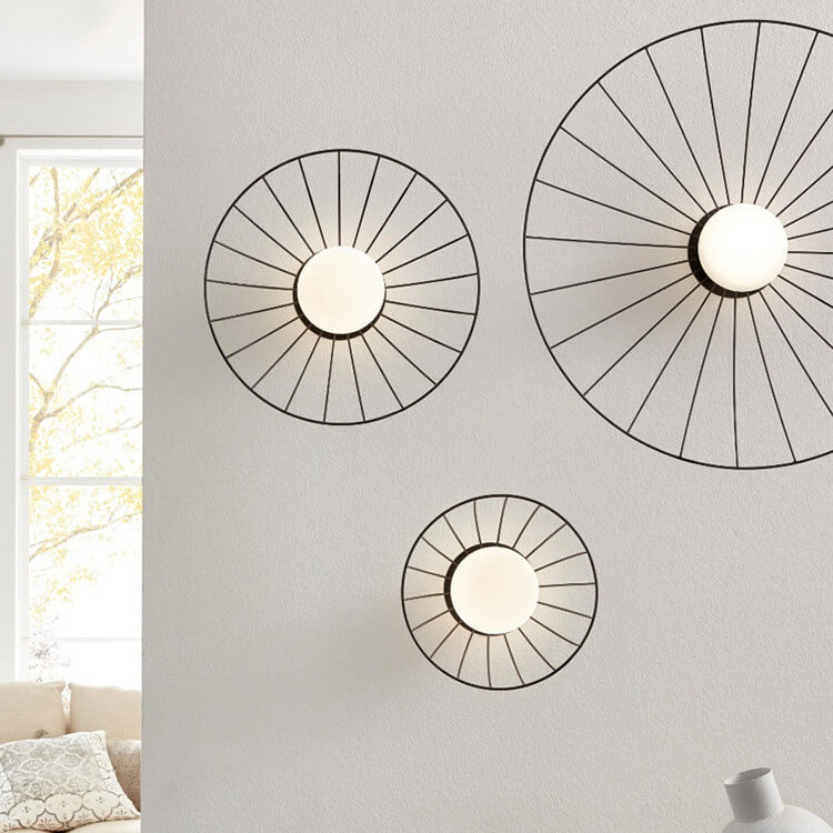 Modern Minimalist Straw Hat Iron 1-Light Wall Sconce Lamp