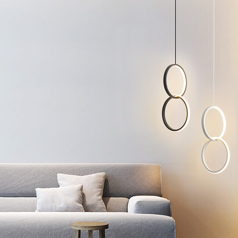 Moderne minimalistische runde Eisen-Acryl-LED-Kronleuchter für das Schlafzimmer 