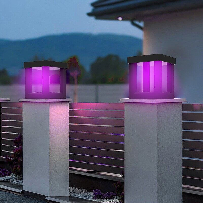 ضوء LED خارجي مربع من البلاستيك ABS للطاقة الشمسية بتصميم بسيط وحديث للحديقة 