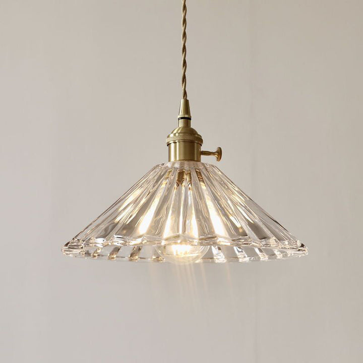 Suspension Luminaire en Laiton et Verre Vintage Traditionnel à 1 Lumière pour Salon 