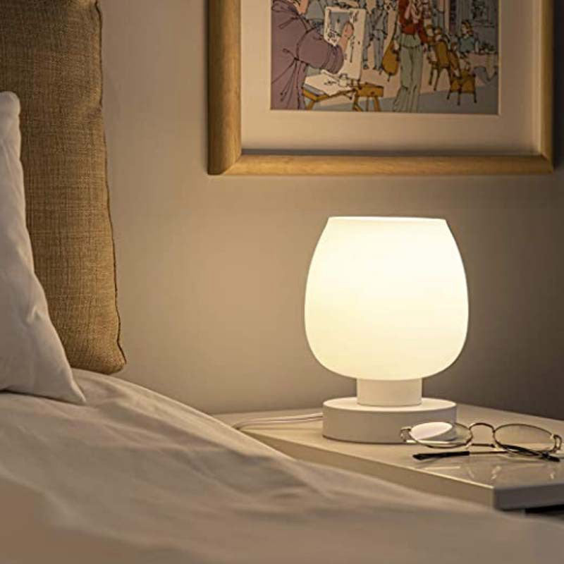 Moderne minimalistische flache runde Glaseisen 1-Licht Tischlampe für Wohnzimmer 