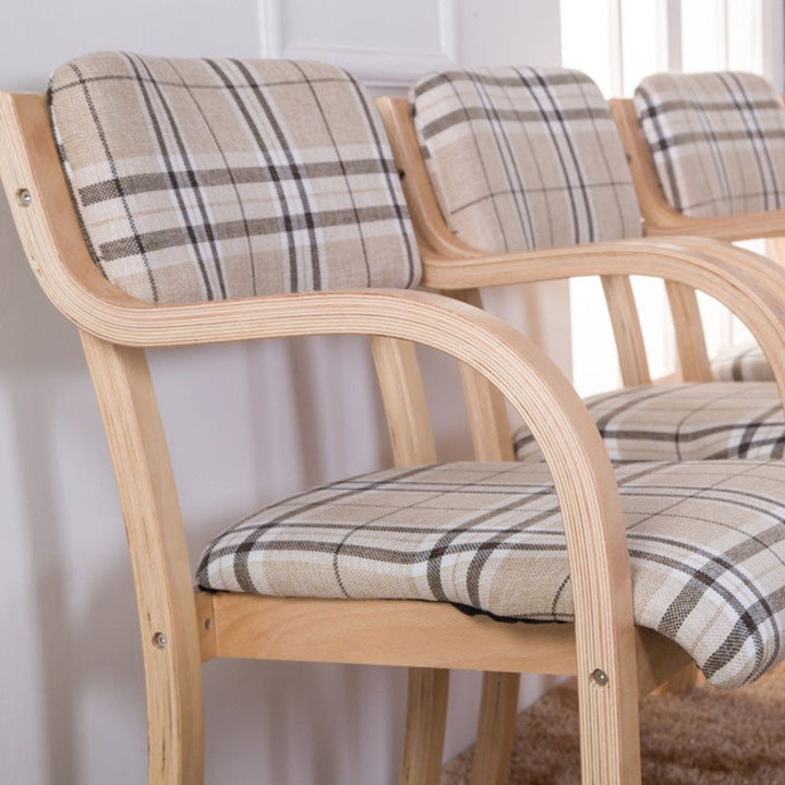 Contemporary Nordic Bentwood Linen Faux Leather Velvet Sponge Square Dining Chair Backrest Armrest For Dining Room