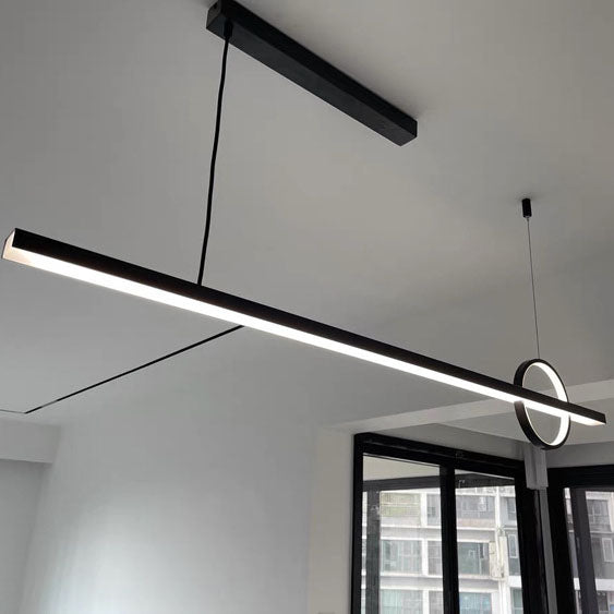 Lámpara colgante LED para isla de cocina de acrílico y cobre con diseño moderno minimalista de líneas y círculos para sala de estar 