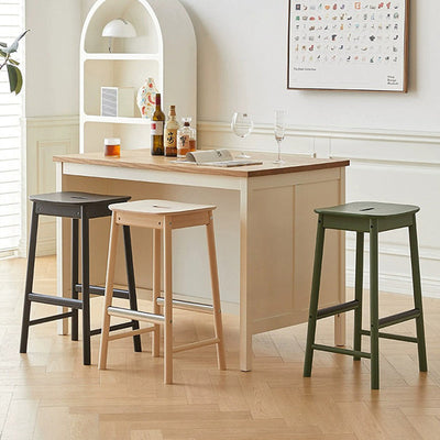 Reposapiés de taburete de bar rectangular de madera nórdica contemporánea para cocina 