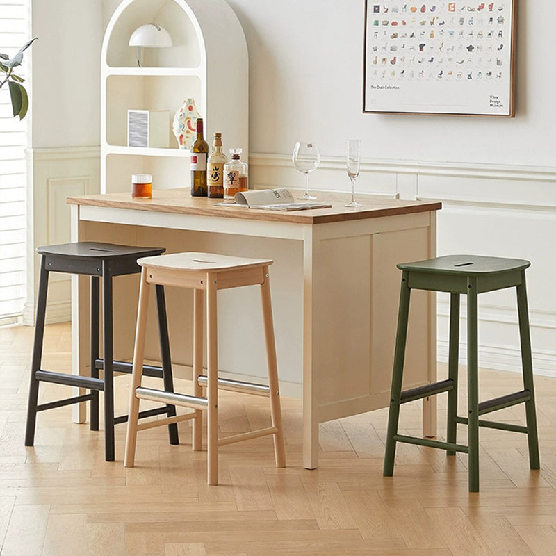 Reposapiés de taburete de bar rectangular de madera nórdica contemporánea para cocina 