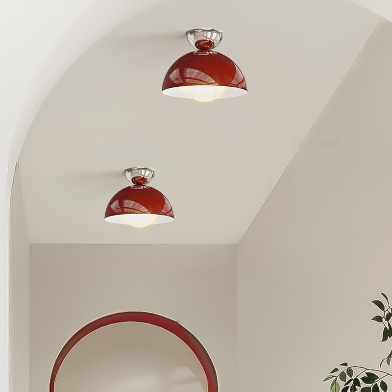 Modern Simple Wrought Iron Semi-Circle 1-Light Semi-Flush Mount Lighting