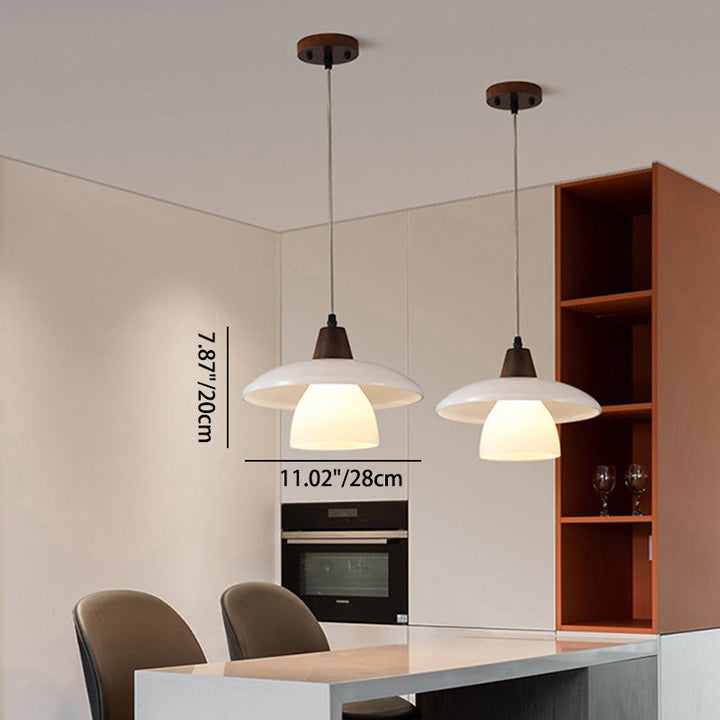 Suspension Luminaire 1 Lumière en Verre et Bois de Style Vintage Traditionnel pour Chambre 