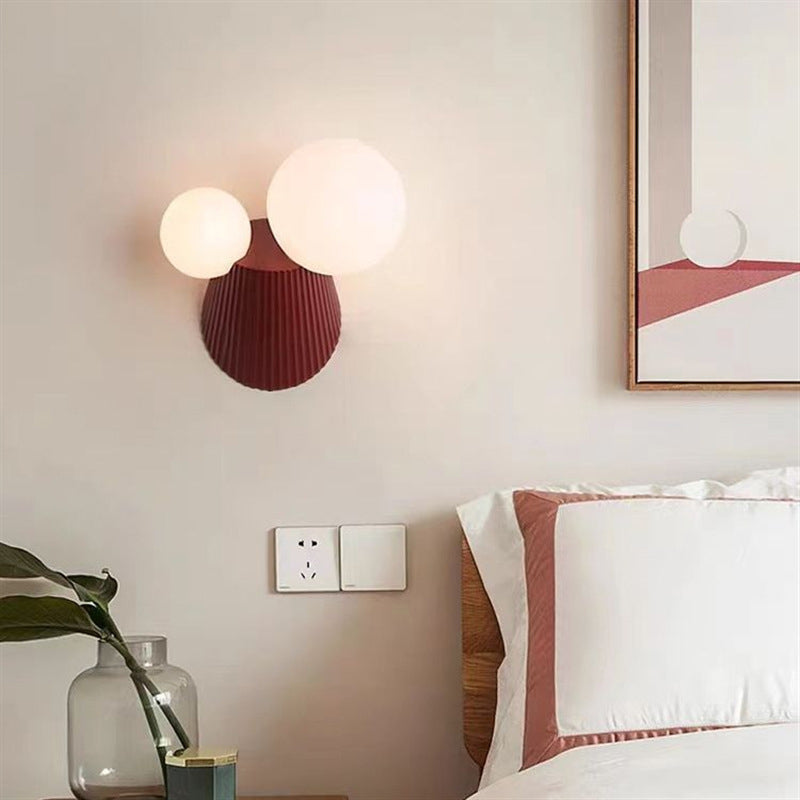 Moderne minimalistische runde Tischkugel Harz PE 2-Licht Wandleuchte Lampe für Schlafzimmer 
