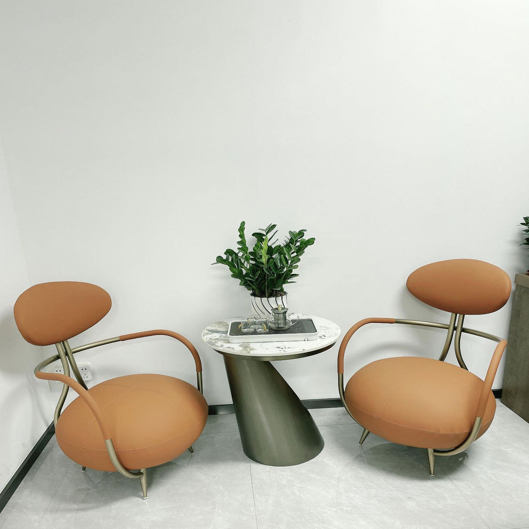 Contemporary Luxury Round Microfiber Leather Stainless Steel Chair Backrest Armless For Living Room