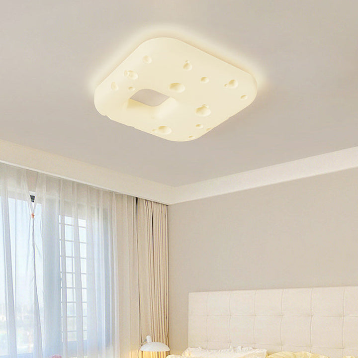 Design contemporain de biscuits à la crème nordique carré PE abat-jour LED plafonnier pour salon 