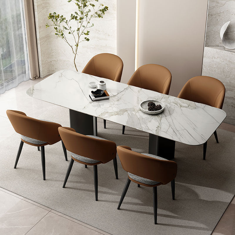 Modern Luxury Square Carbon Steel Faux Leather Foam Dining Chair Backrest For Dining Room