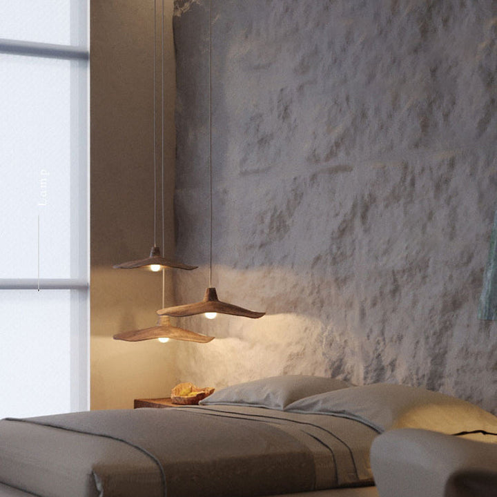 Suspension Luminaire à 1 Lumière avec Abat-Jour en Résine Ondulée Japonaise Traditionnelle pour Chambre 