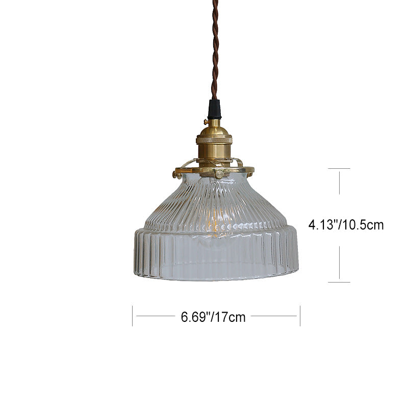Contemporary Nordic Brass Glass Round Shape 1-Light Pendant Light For Living Room