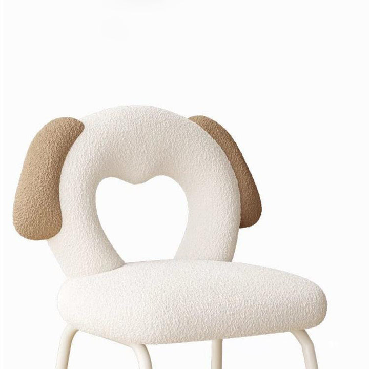 Modern Art Deco Hollow Dog Square Sherpa Fabric Wood Metal Vanity Stool Backrest Armless For Bedroom