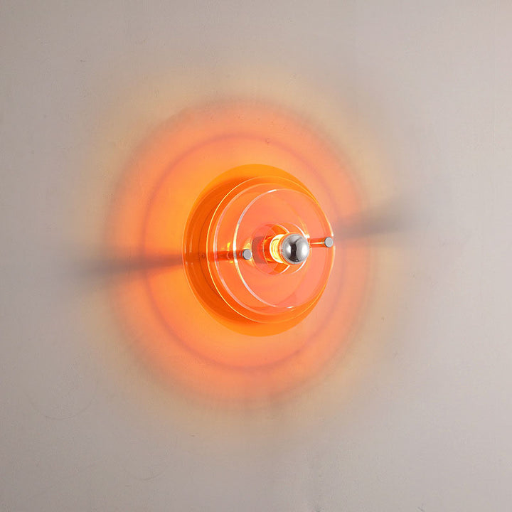 Contemporary Creative Colorful Iron Acrylic Flying Saucer Shade 1-Light Wall Sconce Lamp For Entertainment Room