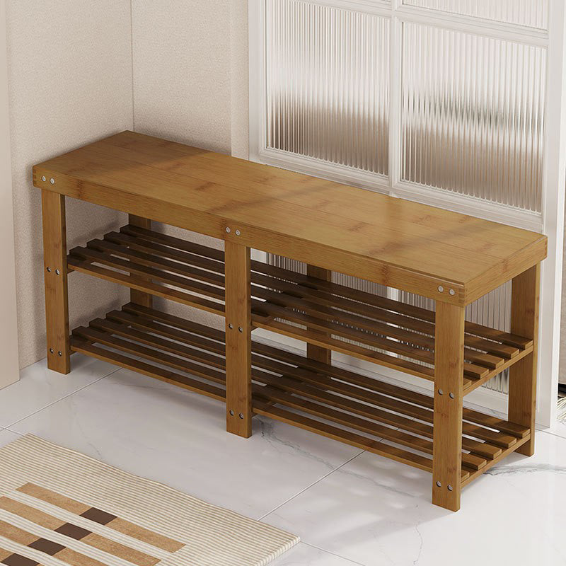 Moderner minimalistischer rechteckiger Heather Bambus Schuhschrank mit 2 Regalen für Eingangsbereiche 