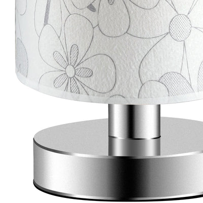 Moderne Art Deco Runde Hardware Stoff 1-Licht Tischlampe für Schlafzimmer 