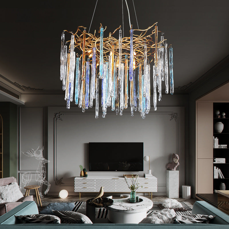 Contemporary Luxury Crystal Branch Glass Aluminum Iron 6/8/10 Light Chandelier For Bedroom