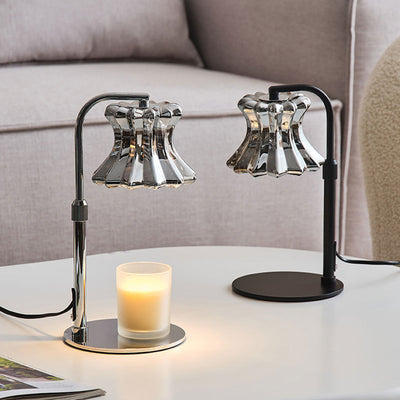 Moderne minimalistische florale Tischlampe mit rundem Sockel aus Eisenglas mit 1 Licht für die Aromatherapie mit schmelzendem Wachs für Schlafzimmer 