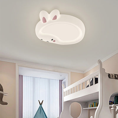 Modern Art Deco Bunny Bear PC Iron LED Flush Mount Ceiling Light For Bedroom