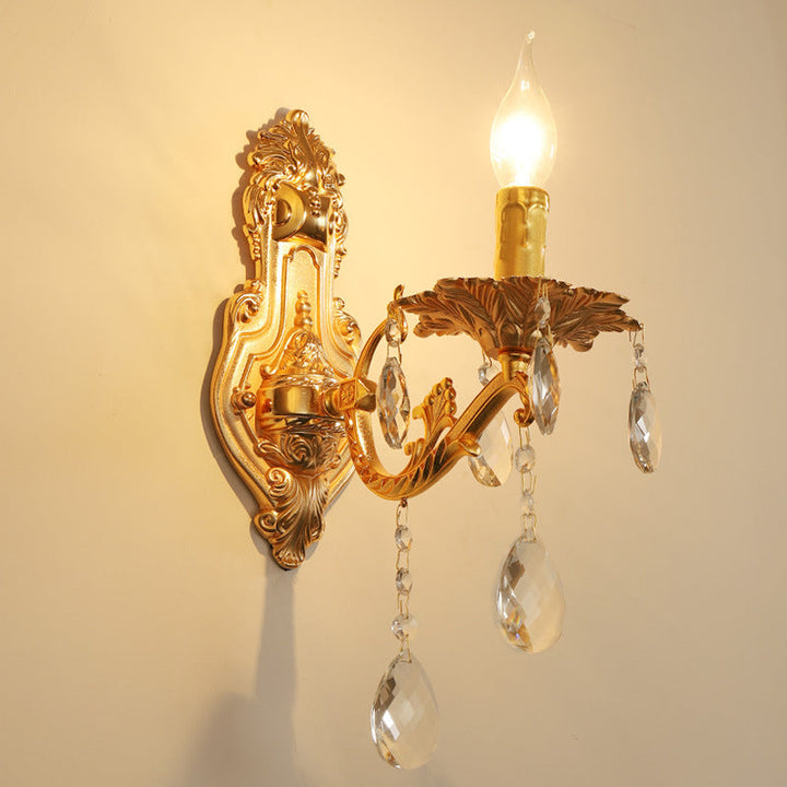 Applique Murale Traditionnelle Française en Zinc Doré Sculpté 1/2 Lumière Pour Salle à Manger 
