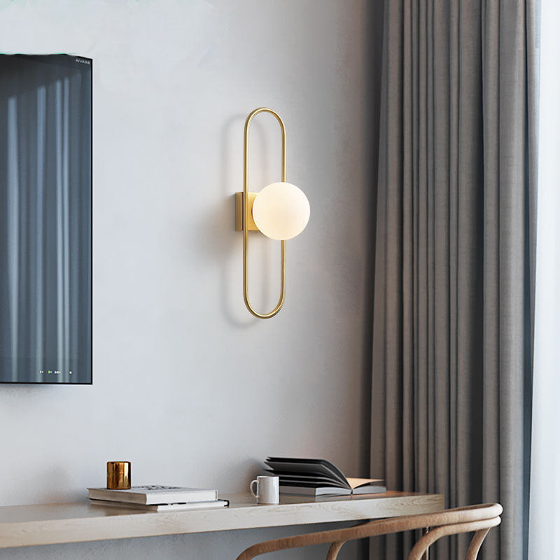 Lámpara de pared de 1 luz con bolas de cobre contemporáneas nórdicas para sala de estar 