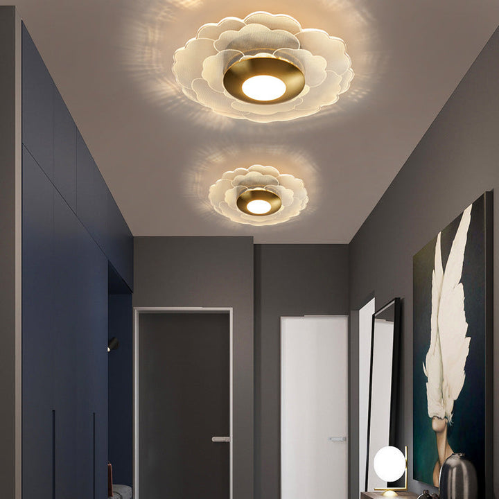 Lustre semi-encastré LED en acrylique à motif géométrique circulaire vertical de luxe contemporain pour salon 