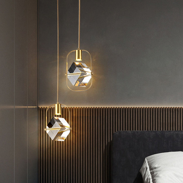 Candelabro Moderno Simple de Hierro y Cobre Cuadrado Círculo Largo de 2 Luces 
