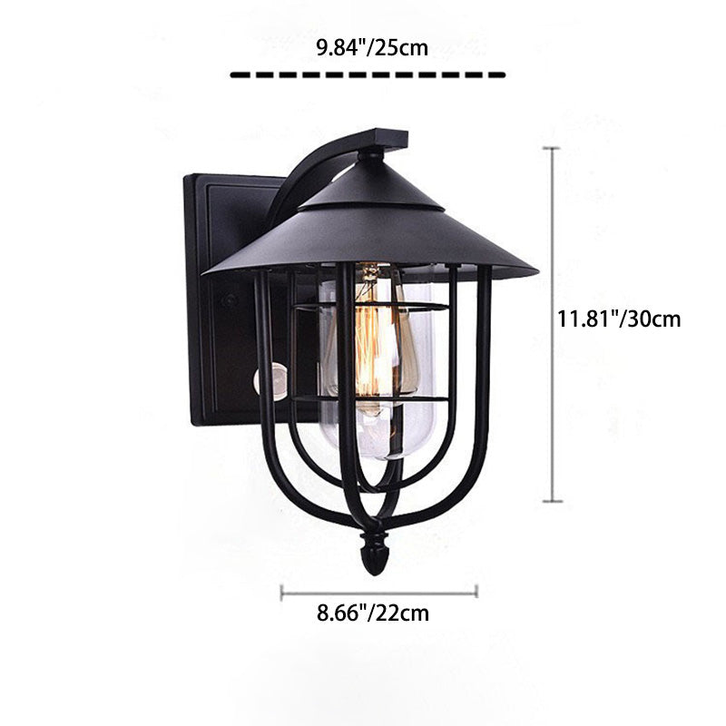 Zeitgenössische industrielle menschliche Wahrnehmung Eisen Glas 1-Licht Außenwandleuchte Lampe für Garten 