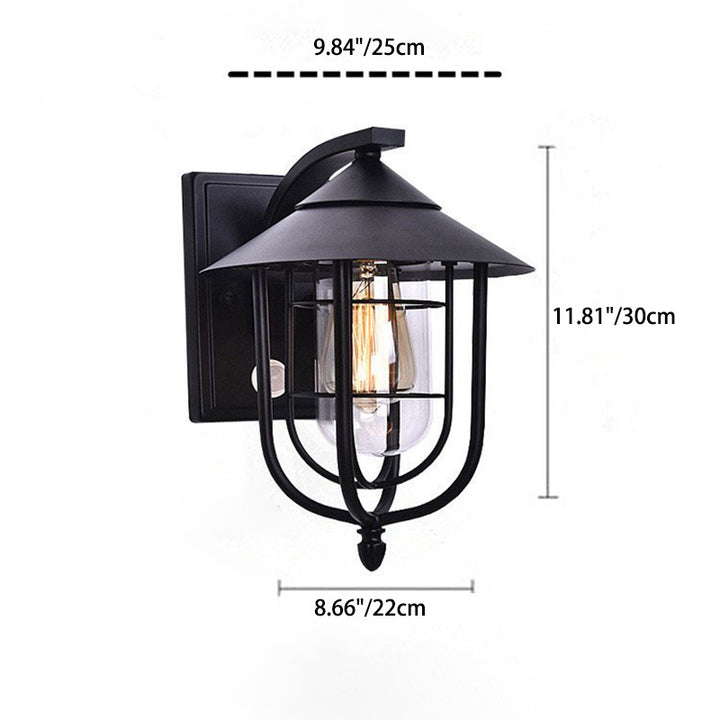 Zeitgenössische industrielle menschliche Wahrnehmung Eisen Glas 1-Licht Außenwandleuchte Lampe für Garten 