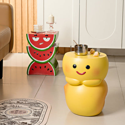 Table d'extrémité en résine au design contemporain de pastèque et de pêche pour salon 