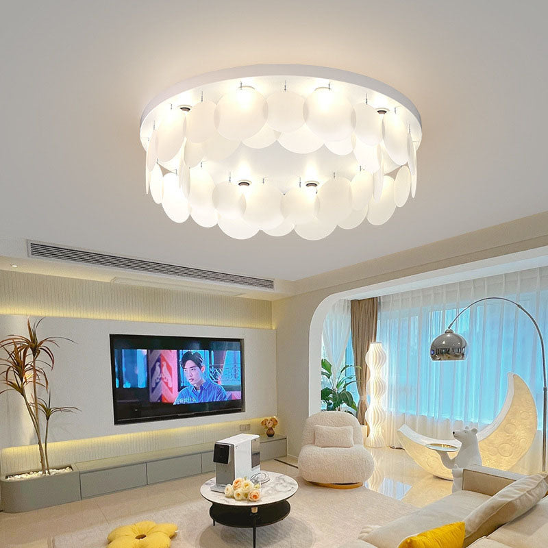 Modern Art Deco Iron PVC Round Piece 6/10 Light Flush Mount Ceiling Light For Bedroom