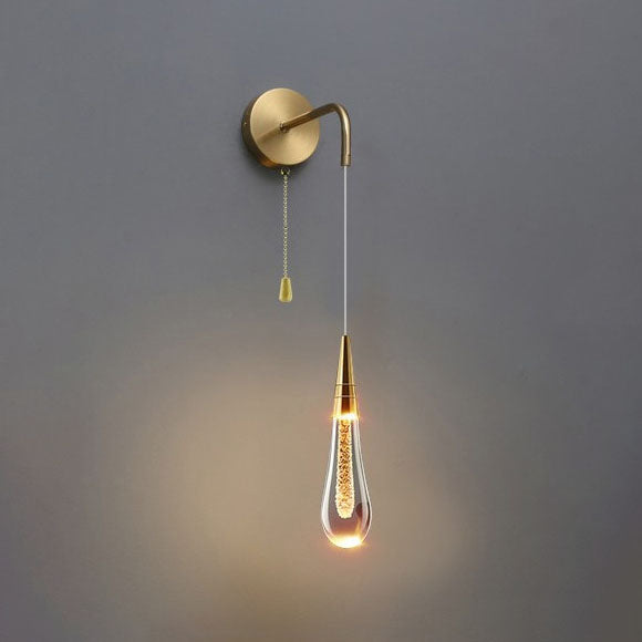 مصباح حائط LED زجاجي بشكل دمعة فاخر حديث لغرفة النوم 