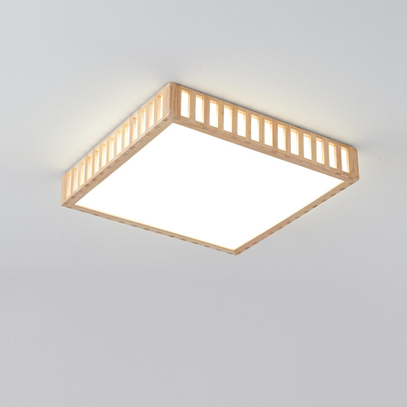 Plafonnier LED carré en bois et acrylique minimaliste moderne pour chambre 