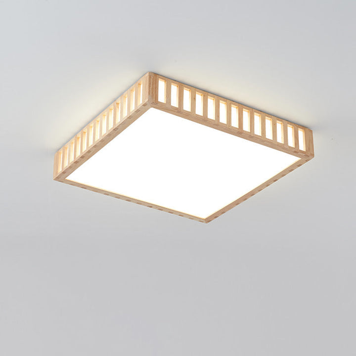 Plafonnier LED carré en bois et acrylique minimaliste moderne pour chambre 