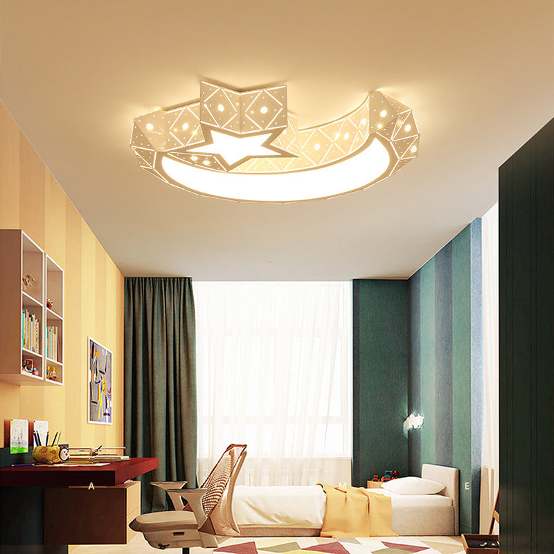 Zeitgenössische kreative Stern Mond Eisen Acryl LED Unterputz Deckenleuchte für Schlafzimmer 