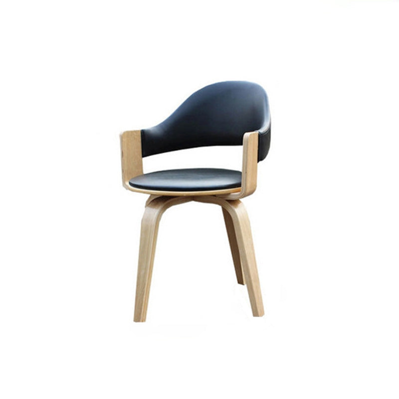 Zeitgenössischer nordischer PU-Leder gepolsterter Holzrahmen ergonomischer Drehstuhl mit Rückenlehne und Armlehne für das Home Office 