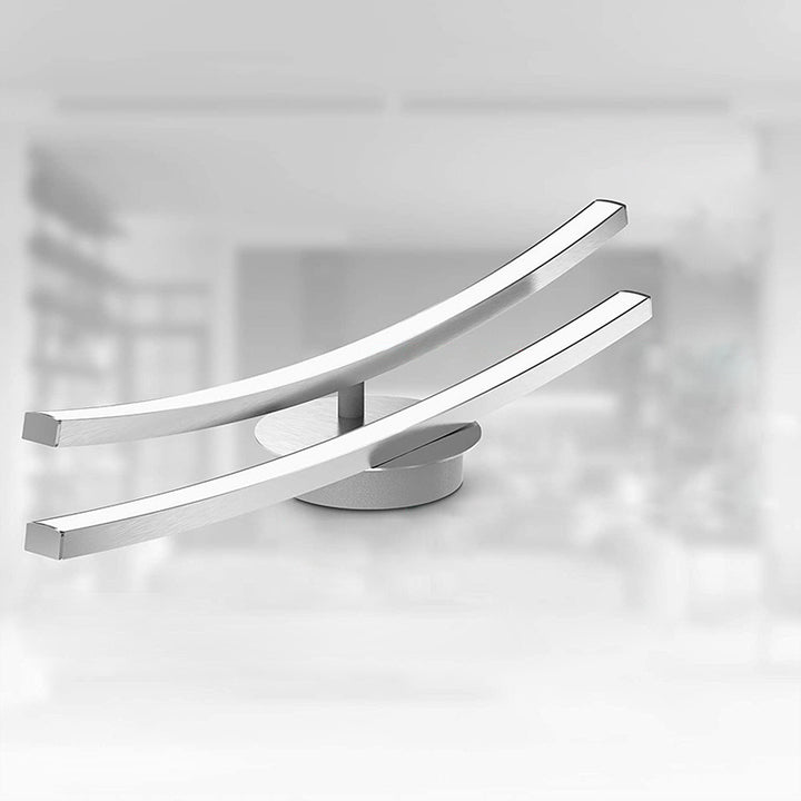 Modern Minimalist Dual Aluminum Parallel Strips LED Semi-Flush Mount Ceiling Light For Bedroom