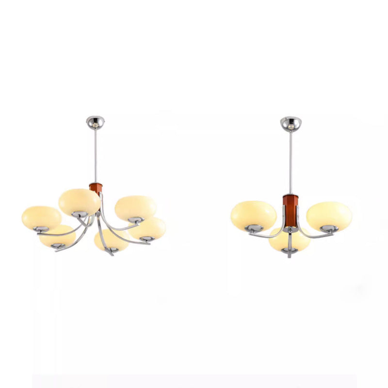 Traditional French Iron Glass Round Shape 3/6-Light Chandelier For Living Room