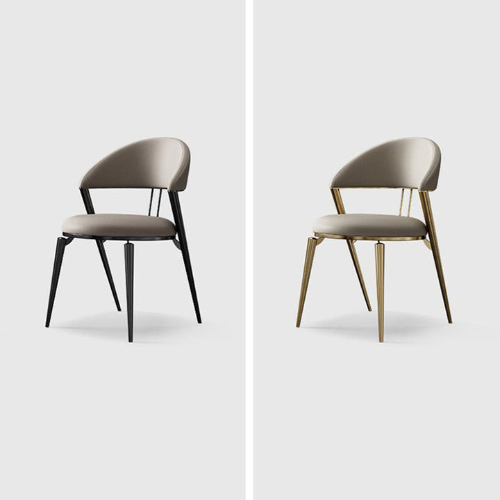 Modern Luxury Round Cushion Microfiber Leather Stainless Steel Dining Chair Backrest Armrest For Dining Room