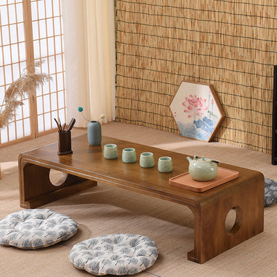Traditional Chinese Rectangular Solid Wood Side Table 1-Tier For Living Room