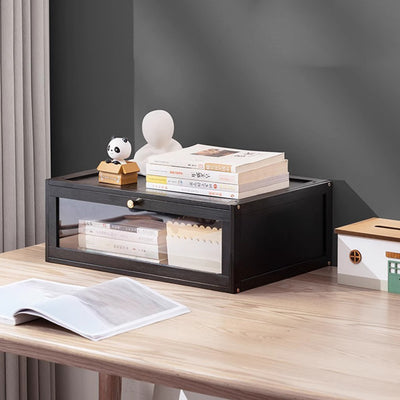 Modern Minimalist Rectangular Acrylic Bamboo Composite Board Bookshelves 1-Cabinet For Living Room