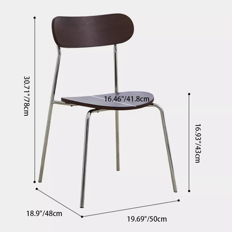Moderner minimalistischer geschwungener runder Massivholz-Eisen-Kunststoff-Esszimmerstuhl Rückenlehne ohne Armlehnen für Esszimmer 
