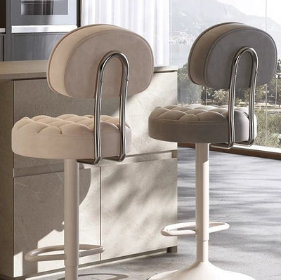 Contemporary Scandinavian Round Steel PU Leather Height Adjustable Bar Stool For Kitchen