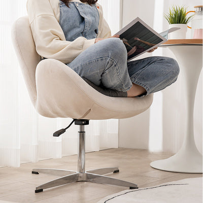 Contemporary Scandinavian Faux Velvet Aluminum Alloy High Density Sponge Vanity Stool Height-Adjustable Swivel Backrest For Bedroom